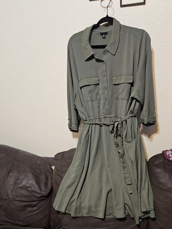torrid Dresses & Skirts - torrid Olive Green Long Sleeve Shirt Dress